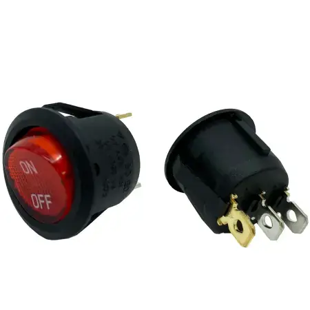 Strömbrytare 250V 10A On-Off 3-polig rund Autentisk