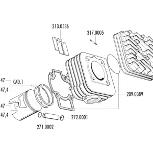Erbjudande Topplock Polini 70cc 47mm Piaggio AC